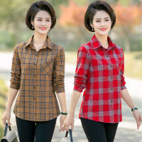 ใหม่ผู้หญิงเสื้อลายสก๊อต S แขนยาว2022ชุดฤดูใบไม้ร่วงเกาหลีเสื้อลำลองขนาดพิเศษหลวมเสืื้อรัดรูป