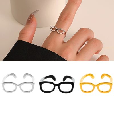 Fun Mini Glasses Ring Fashion Creative Design Open Index Finger Copper Accessories Cute Couple Jewelry