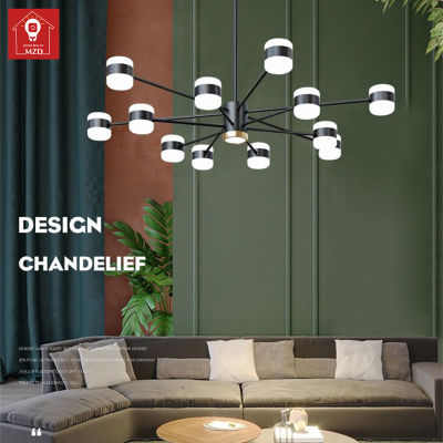 MZD【With 3 ColorscLight Bulb】LED Chandelier Home Bedroom Living Room Dining Room Decoration Chandelier European Style Modern Minimalist Lamp