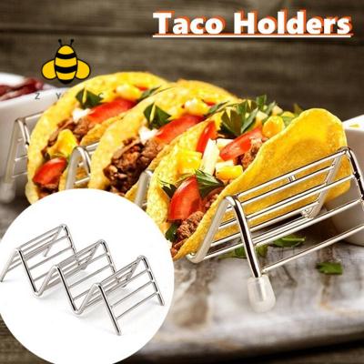 【Lucky】Durable Food Display Kitchen Restaurant Stainless Steel Wave Shape Stand TKitchen Tools Taco Holder Pizza Rack