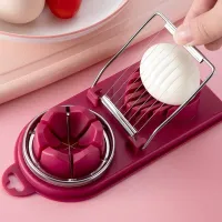 2 in 1 Egg Slicer for Boiled Eggs Strawberry Cutter with Stainless Steel Wire Vegetables Sectioner Cutter Mold Kitchen Gadgets