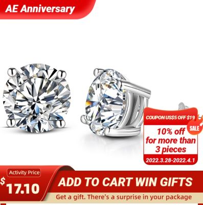 ATTAGEMS 2 Carat 8.0mm D Color Moissanite Stud Earrings For Women Top Quality 100 925 Sterling Silver Sparkling Wedding Jewelry