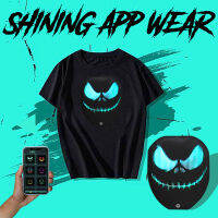 2023 NewNew Led เสื้อยืดส่องสว่างเสื้อผ้าบลูทูธ APP ควบคุมภาพ DIY เทศกาลเครื่องแต่งกายดีเจส่องแสงเรืองแสงพรรค P Rop