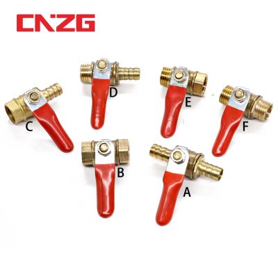 Brass Water Oil Air Gas Fuel Line Shutoff Ball Valve Pipe Fittings Pneumatic Connector Controller Handle 6-12MM Hose Barb Inline