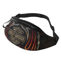 Harley-Davidsons Fanny Packs สำหรับผู้หญิงและผู้ชาย Unisex กระเป๋าคาดเอวพร้อมแจ็คหูฟังและซิปสายรัดปรับระดับได้ Fanny Pack