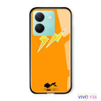 Volans เคสสำหรับ Vivo Y36 Y36 5G เคสลายการ์ตูนสำหรับเด็กผู้หญิง Pocket Monster โลโก้ Flash โปเกมอนเคสฝาหลังกระจกเทมเปอร์กันกระแทก