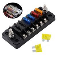 XMM-1pcs 6-way Fuse Box With 12 Fuses 75a  32v Dc 6 Circuit Blade Fuse Block Holder W/negative Bus With Ground For Auto Boat Marine