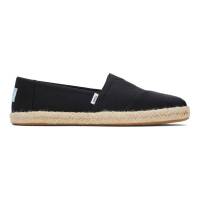 TOMS รองเท้าลำลองผู้หญิง สลิปออน รุ่น Alpargata Rope sole Black Recycled Cotton Slubby Woven (CB) รองเท้าลิขสิทธิ์แท้