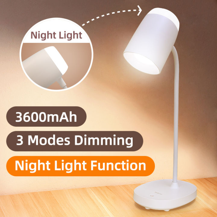 2021YAGE Eye Protection Desk Lamp 3 Color Temperature Night Light Function Table Lamps Build-in Reachargeable Battery 3600mAh