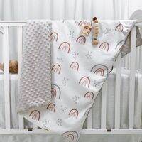[Migu home furnishing] 75X100ซม.ทารกแรกเกิดผ้าห่มเด็กทารกสายรุ้งรูปแบบทารกชุดเครื่องนอนสองชั้นนุ่มพิเศษอบอุ่นสำหรับผู้ชายผู้หญิงผ้าหุ้มตัวเด็ก