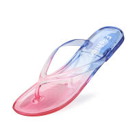 ฤดูร้อน Flip Flops ผู้หญิงสบายๆรองเท้าแตะแบนรองเท้าแตะ Gradient สี Jelly Beach สไลด์หญิง Flipflop Lady รองเท้าจัดส่งฟรี