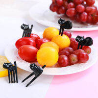 Ln 6Pcs Black Cat ส้อมผลไม้น่ารักไม้จิ้มฟัน Gadgets ลูกแมวหวานตกแต่งส้อม