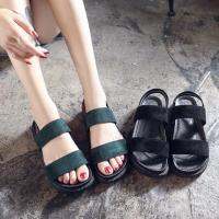 Women Sandals Shoes Flat Platform Sandal สำหรับฤดูร้อนใหม่ลำลองรองเท้าแตะเดินชายหาดรัดส้นสไตล์เกาหลีสาวน้อยสีดำรองเท้าเด็กหญิงใหญ่บริสุทธิ์นักเรียนรองเท้าสไตล์เจ้าหญิง