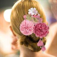 Hi-Kid 3Pcs Chinese Style Artificial Flower Hair Clip Back Hair Ornament Hair Styling Tools