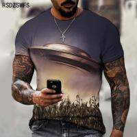 2021 design HD UFO science fiction mens T-shirt Street trend casual mens jacket short sleeve round neck hip hop clothing