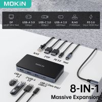 Mokin USB C จอภาพคู่แท่นวางมือถือ4K 60Hz อะแดปเตอร์ DQ USB 3.0 100W PD USB C Dock สำหรับ Ipad Macbook โปรพีซีแป้นพิมพ์แล็ปท็อป J20