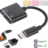 USB Type-C To 3.5mm Jack AUX Audio Headphone Adapter Charger Cable 2 in 1 NEW