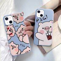 Lovebay Cute Pink Pig Cartoon Phone Case for iPhone 11 12 13 Mini Pro Xs Max 8 7 6 6S Plus X XR Solid Candy Color Case