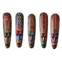 Wooden Mask Wall Hanging Solid Wood Carving Painted Facebook Wall Decor Bar Home Decorations African Totem Mask Crafts