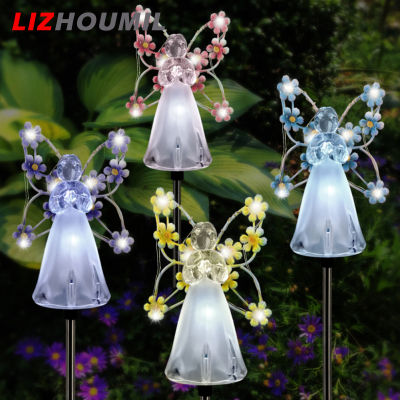 LIZHOUMIL 2pcs Solar Led Angel Lights Waterproof Energy Saving Night Lamp For Outdoor Garden Lawn Yard Patio Decor