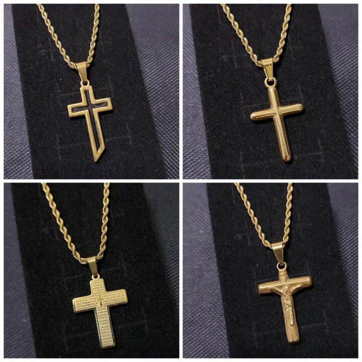 BEST SALE 18K Gold Cross Pendant Rope Chain for Unise Accessories Necklace Lazada PH
