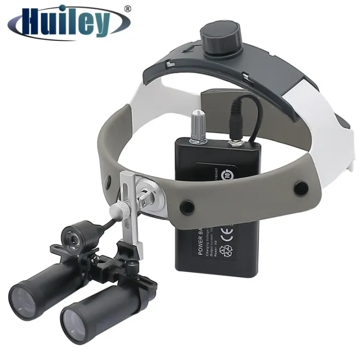 4X/5X/6X Binocular Magnifier with Headlight Helmet Dental Loupes with