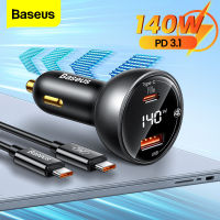 Baseus PD3.1ชาร์จเร็วที่ชาร์จแบตในรถ140W,QC3.0ชาร์จเร็วสำหรับ Macbook Pro Laptop USB Type C โทรศัพท์ในรถยนต์ที่ชาร์จสำหรับไอโฟน14นิ้ว