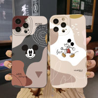 เคสโทรศัพท์สำหรับ OPPO A16 A15 A35 A16E A16K A53 A54 5G A74 A94 4G A7 A12 A5S A95 A96 A76 Mickey Mouse สีดำขอบสแควร์เต็มรูปแบบ Len ป้องกัน