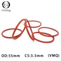 1ชิ้น/ล็อตสีแดง VMQ แหวนซิลิโคน O แหวน3.5มิลลิเมตรความหนา OD 55/90*3.5มิลลิเมตรยางโอริงซีลซิลิโคนแถบปิดผนึกปะเก็นสุขาภิบาลเครื่องซักผ้า