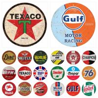 Gulf Motor Oil Round Wooden Signs Vintage Gas Station Wood Plaque Wall Decor for Bar Garage Man Cave Home Hanging Plate RJ-001