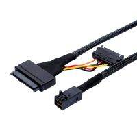 สาย SFF-8643และ SFF-8639 12Gbs ภายใน0.5ม. 0.5ม. พร้อมขั้วต่อสายไฟ15Pin SATA สำหรับสายข้อมูล SSD 750 PCIe NVMe