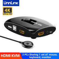 Unnlink Hdmi KVM Switch 4K30Hz 1080P60Hz Switcher with Extender 2 laptop Share 1 Monitor 4 USB 2.0 for Mouse Keyboard Printer