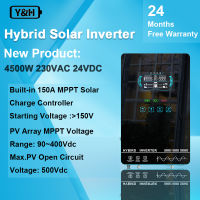 Y&amp;H 4500W อินเวอร์เตอร์ไฮบริดพลังงานแสงอาทิตย์ DC24V 230VAC Pure sine wave Built MPPT 150A Solar Charger,6.25 inch LCD Screen and Touch Buttons