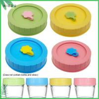 NIEDU 1/4Pcs การดื่ม การเก็บรักษาอาหาร ป้องกันการรั่ว Mason Jar Lids ฝากระป๋อง มีรูฟาง ฝาขวด