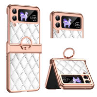 Samsung Galaxy Z Flip 3 5G Leather Case, with Hinge Protection and Finger Ring, Luxury Design Protective Cover for Galaxy Z Flip3 5G