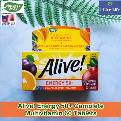 วิตามินและแร่ธาตุรวม สำหรับวัย 50 ปี ขึ้นไป Alive! Energy 50+ Complete Multivitamin 60 Tablets - Natures Way