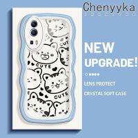 เคส Chenyyka สำหรับ VIVO Y72 5G Y52 5G Y75s 5G เคสการ์ตูนแมวน่ารักคลื่นขอบแฟชั่นการ์ตูนน่ารักเคสโทรศัพท์โปร่งใสป้องกันเลนส์กล้องนุ่มกันกระแทกสีสันสดใสปลอกซิลิโคนใส