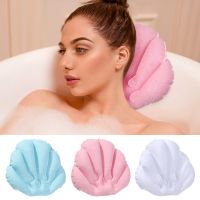 Fan-Shaped Inflatable Bath Pillow With Suction Cups Convenient to Fix Soft Terry Cloth Spa Neck Support Pillow Bathtub Cushion