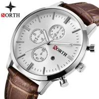 {Miracle Watch Store} NORTH นาฬิกาผู้ชายหนังบุรุษยอดนาฬิกาแบรนด์หรูนาฬิกาควอทซ์อะนาล็อกผู้ชายแฟชั่นกันน้ำนาฬิกาสปอร์ต Relógio Masculino