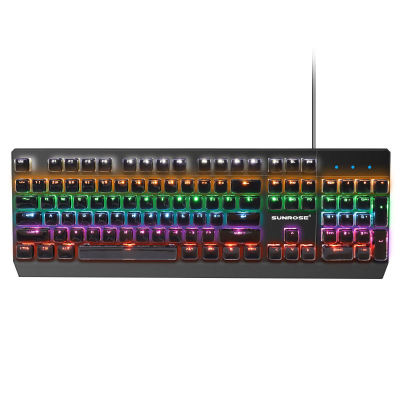 Sunrose T650 Usb Suspension Cap English Mechanical Keyboard Wired Keyboard Backlight Splashproof 104 Keys Gaming Keyboard For Lol Pubg Games