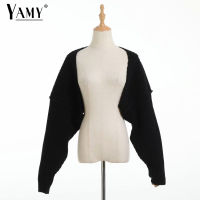 y cropped cardigan knitted short cardigan sweaters for women fashion cute tops korean style long sleeve top batwing sleeve