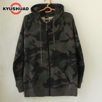 KYUSHUAD แจ็คเก็ตเสื้อฮู้ดแบบมีซิปฮิปฮอปสำหรับผู้ชาย,แจ็คเก็ตลายพรางมีฮู้ดมีฮู้ดผ้าเทอร์รี่ลายพราง