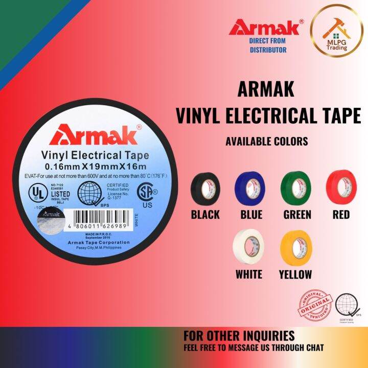 Authentic Armak Electrical Tape BIG 16Meters (ALL COLOR) Lazada PH