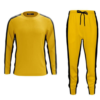 Bruce lee T-shirt pants adults yellow wushu uniforms kung fu set wu shu chinese costume clothes for men martial arts sets