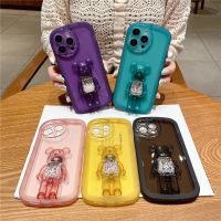 เคสพร้อมส่ง Realme C51 C53 NFC 2023โปร่งใสแฟชั่นใหม่พร้อมกล่องที่ตั้งรูปหมีลูกกวาดน่ารักฝาครอบป้องกันเลนส์เคสโทรศัพท์ REALMEC53