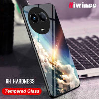 NIWINEE เคสกระจกเทมเปอร์ท้องฟ้าสำหรับ Realme 11 5G/Realme 11X 5G ดาวฝาหลังอ่อนนุ่มกระจกเคสกันชน TPU กันรอยขีดข่วน