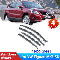 Deflectors สำหรับ Volkswagen VW Tiguan MK1 5N 2009 ~ 2016อุปกรณ์เสริมรถด้านข้าง Windows Visors Cover Rain Eyebrow Guard Sun Visor Trim