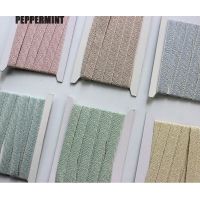 [HOT!] 5 yards 1cm Cotton Webbing Golden Trim Pastel color Ribbon Accessory for bag/garment/homedeco Checked Lace