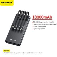Awei P131K Portable Power Bank 10000mAh With Cable PD20W Fast Charge External Battery Multi Output Outdoor Powerbank For Travel ( HOT SELL) Coin Center