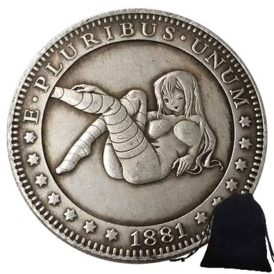 1881หญิงสาวที่มีขายาวหนึ่งดอลลาร์เหรียญนิกเกิลโบราณ Hobo-เหรียญที่ระลึกเราเก่า-เหรียญมอร์แกนตลกชอบกระเป๋า